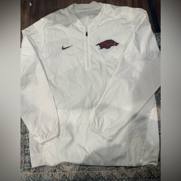 Nike Other - Arkansas Razorbacks Nike Storm Fit Vented Jacket Mens White Large 1/4 Zip